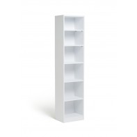 Maine Narrow 6 Shelf Bookcase - Shelving Storage Unit Display Cabinet - White