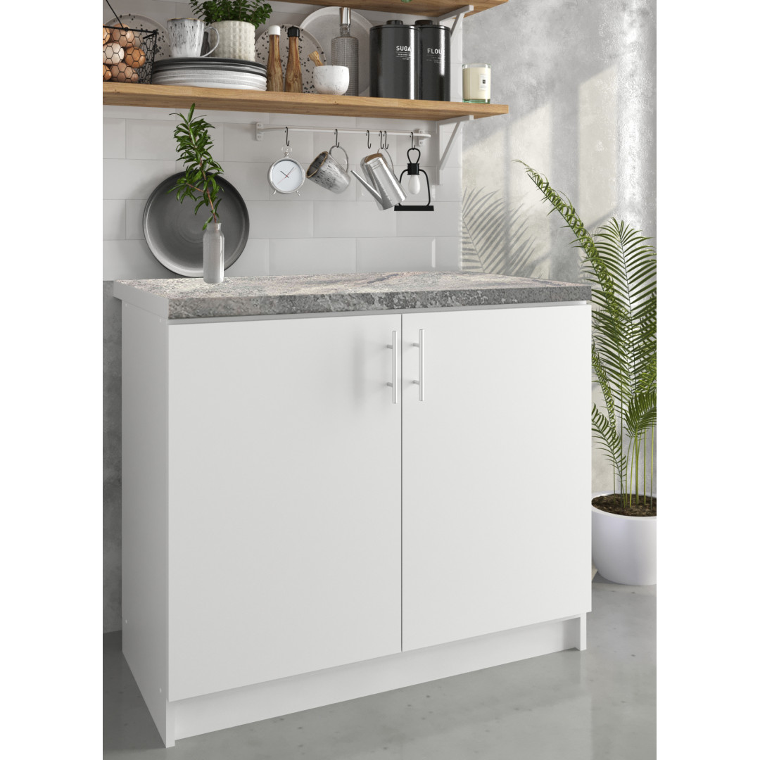 Kitchen Base Cabinet 1000mm Cupboard Unit - White
