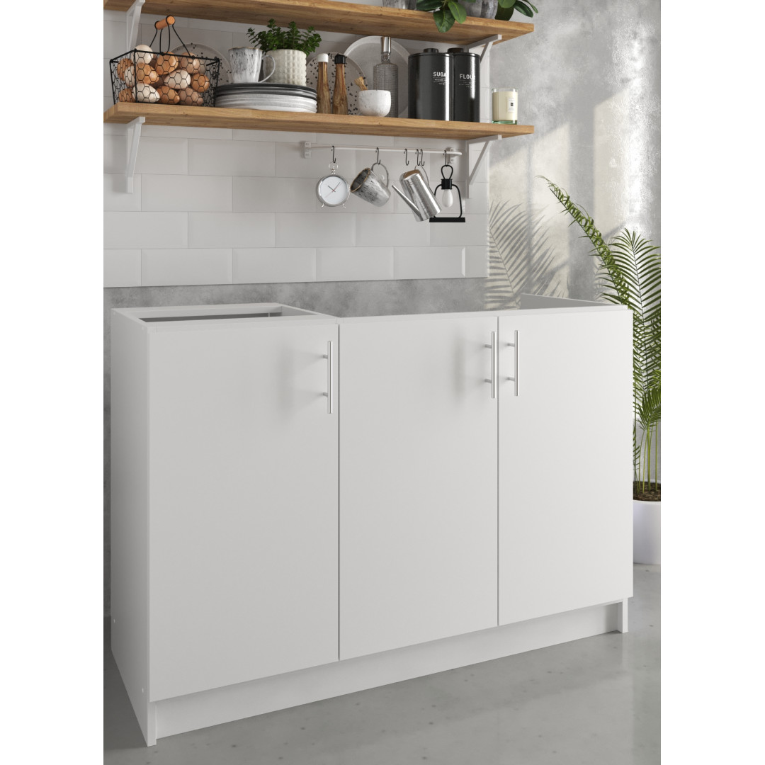Kitchen Base Sink Cabinet 1200mm Cupboard - White