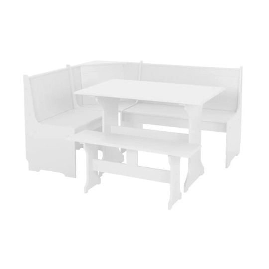 Haversham Corner Dining Set & Bench - White