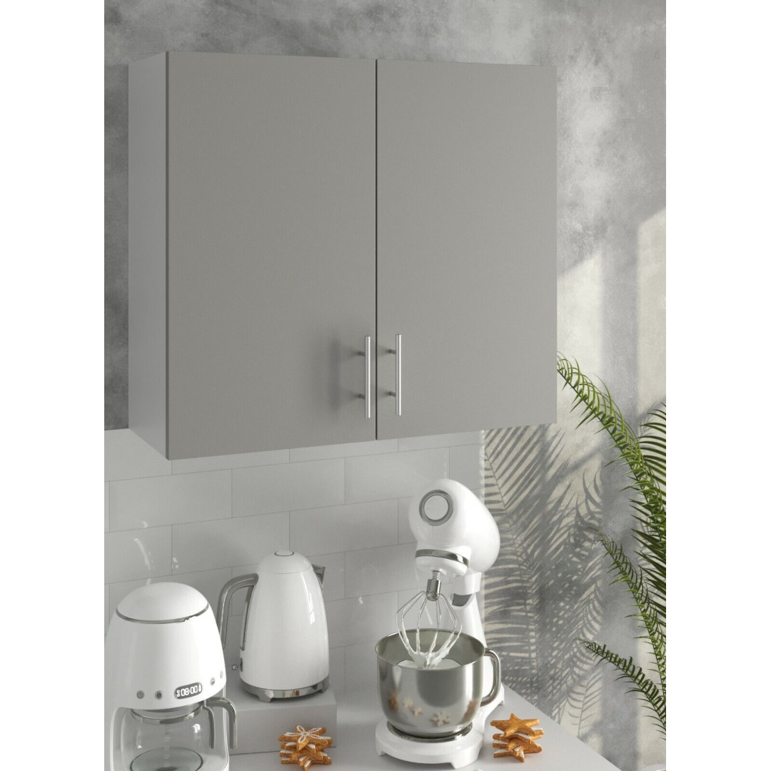 Kitchen Wall Cabinet 800mm Wall Mounted Upper Cupboard Unit - Grey Matt