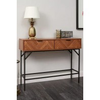 Lloyd Pascal Dark Chevron 2 Drawer Console Table - Brown