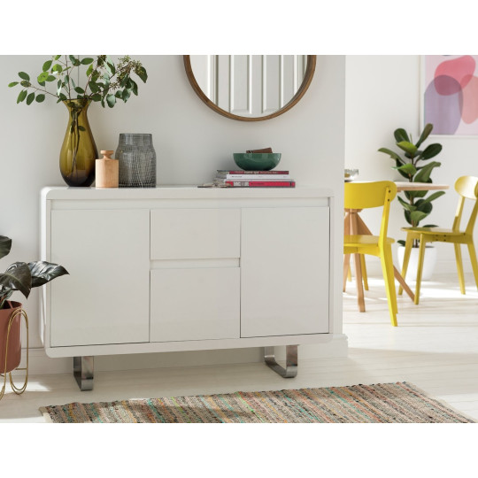 Home Sleigh 3 Door 1 Drawer Sideboard - White Gloss ( B Grade )