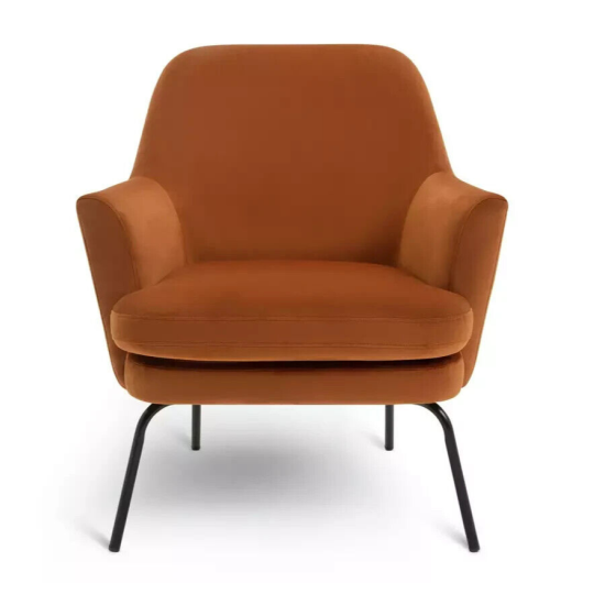 Celine Velvet Accent Chair - Orange