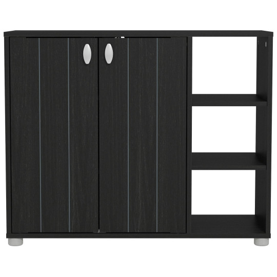 GFW Bideford 2 Door Shoe Storage Cabinet - Black | Footwear Storage Solution