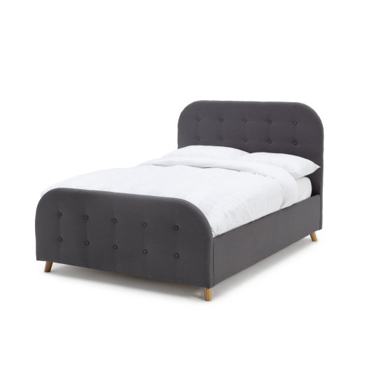 Ashby Ottoman Double Fabric Bed Frame - Grey | Soft Upholstered Comfort Bed