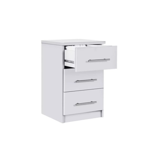 Normandy 3 Drawer Bedside Table - White