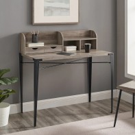 Walker Edison Nyla Angle Iron Desk with Hutch - Grey Wash