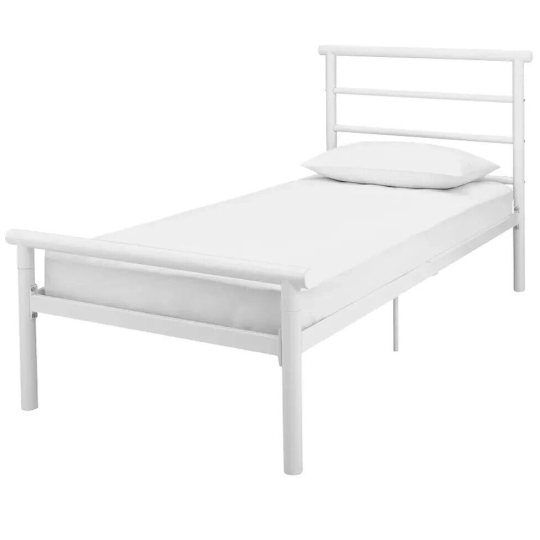 Home Avalon Single Metal Bed Frame White | Modern Bedroom Furniture Kids Adults