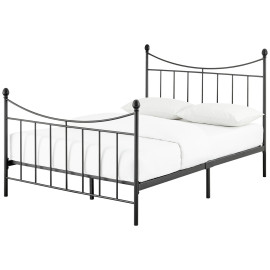 Clara Kingsize Metal Bed Frame Black | Traditional Metal Bed with Sprung Slats