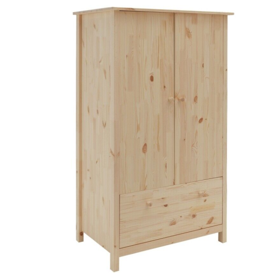 Scandinavia 2 Door 1 Drawer Wardrobe - Pine