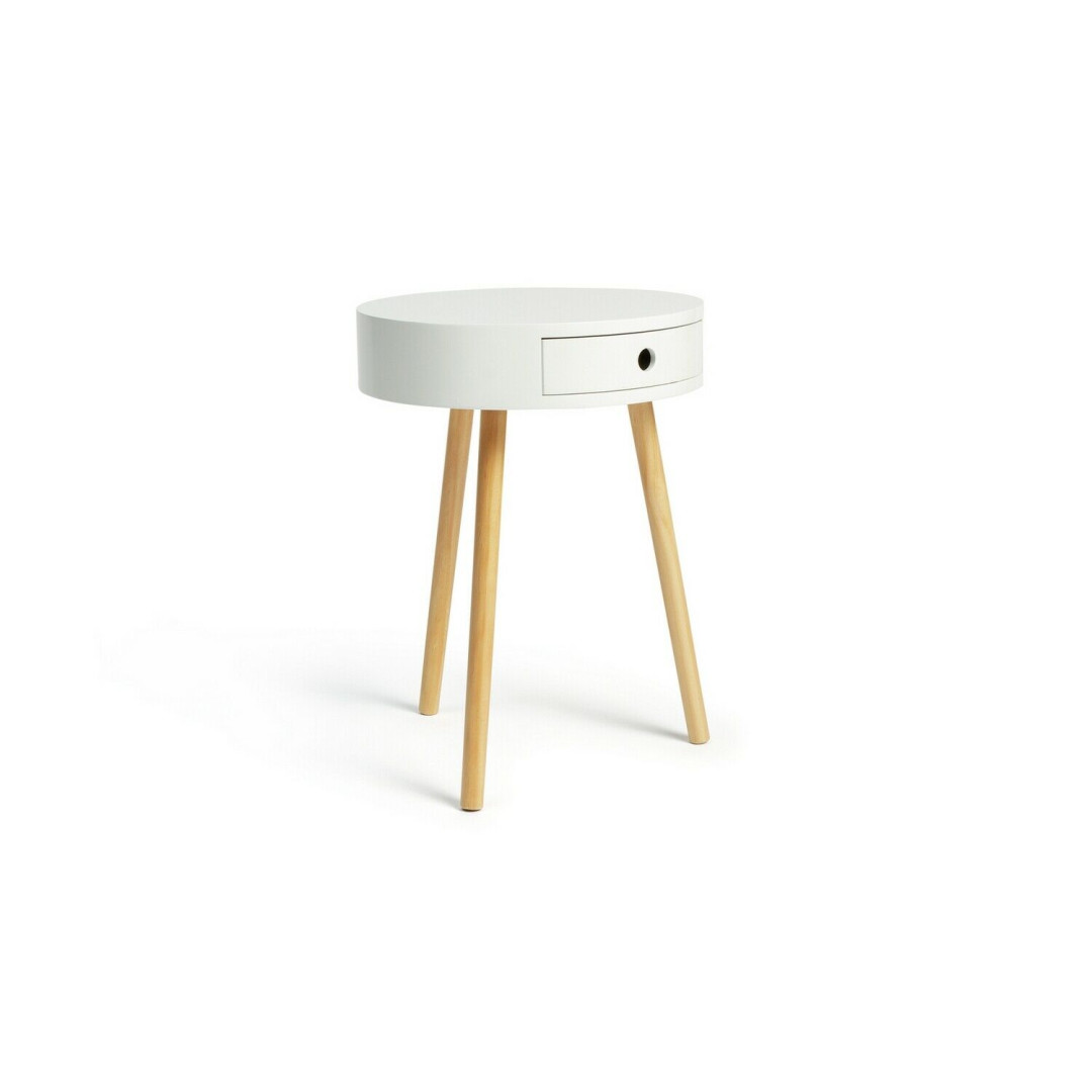 Habitat Otto 1 Drawer Round Bedside Table - White