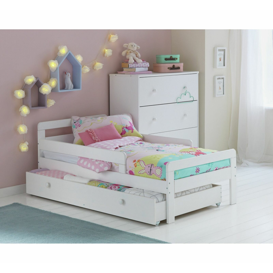 Ellis White Toddler Bed Frame with Storage