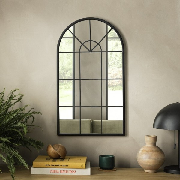 Arch Window Mirror - Black - 70x40cm