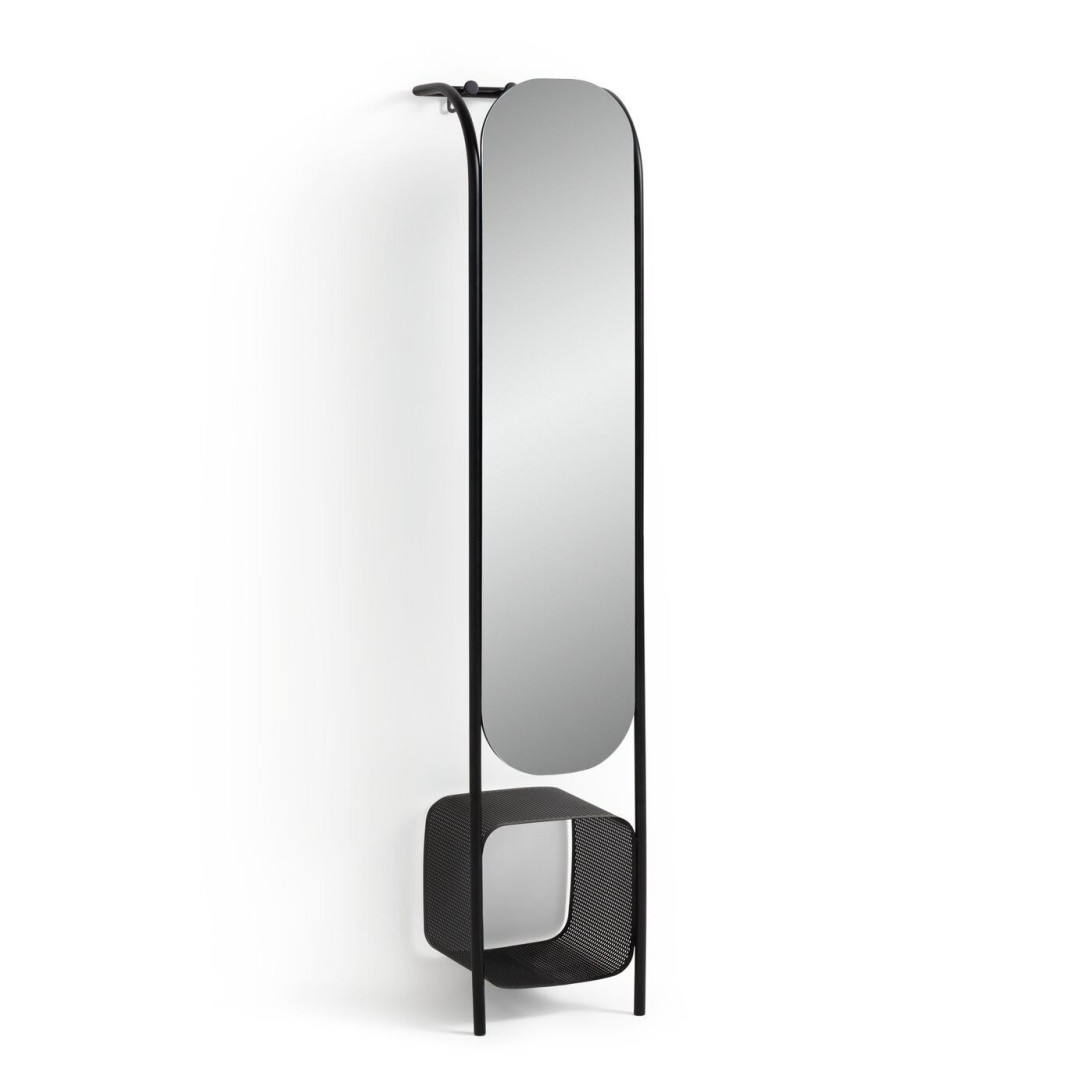 Jasper Freestanding Oval Mirror With Storage - Black