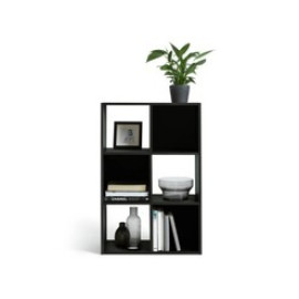 Home Squares 6 Cube Storage Unit - Black | Modern Shelf Organizer Storage
