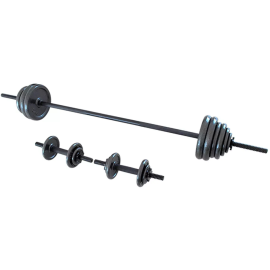 Opti 50KG Cast Iron Barbell Dumbbell Set | Dumbbells and Bar Set Weights Workout