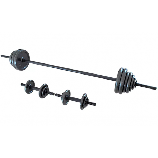 Opti CAST IRON Adjustable Dumbbells Set and Barbell Weights 48.8kg Bar Set
