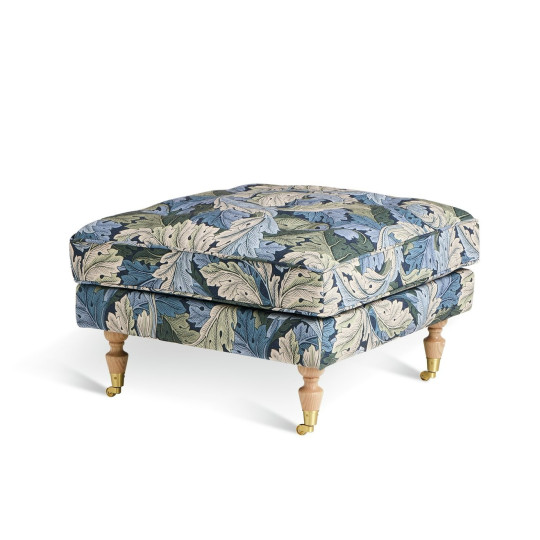 x Morris & Co. Merton Acanthus Fabric Footstool | Elegant Living Room Feature