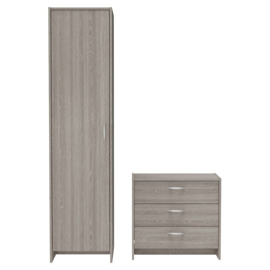 Seville 2 Piece 1 Door Wardrobe Set - Grey & Oak ( B Grade )