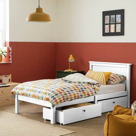 Habitat Brooklyn Single Bed Frame and Drawer - White | Wooden Bed Storage Saving