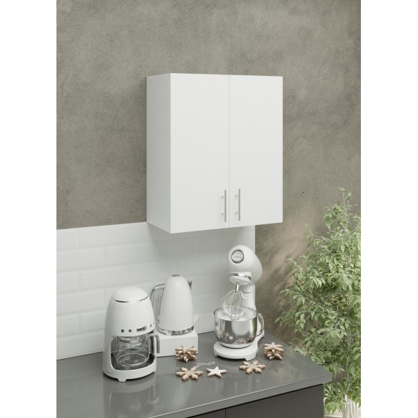 Kitchen Wall Unit 600mm Storage Cabinet With Doors and Shelf 60cm - White Matt