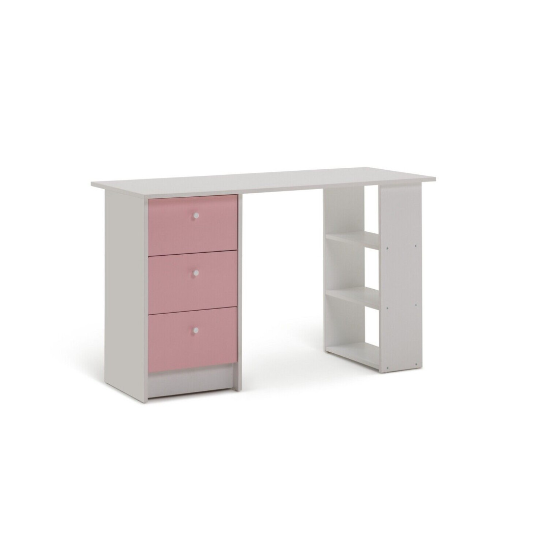 Malibu Kids 3 Drawer Desk - Pink & White