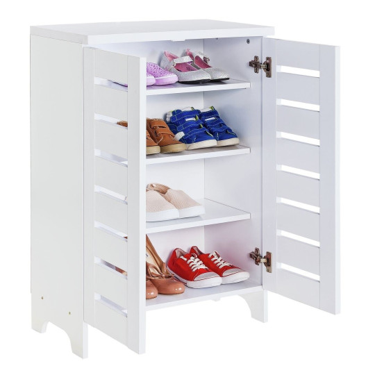 Slatted 2 Door Shoe Storage Cabinet - White ( B Grade 27671 )