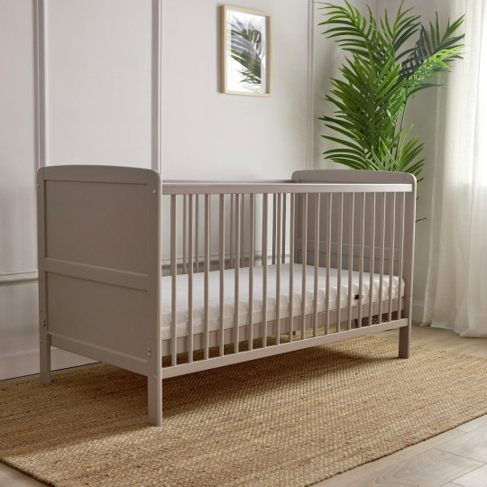 Baby Elegance Travis Baby Cot Bed with Mattress - Grey | Baby cot with mattress