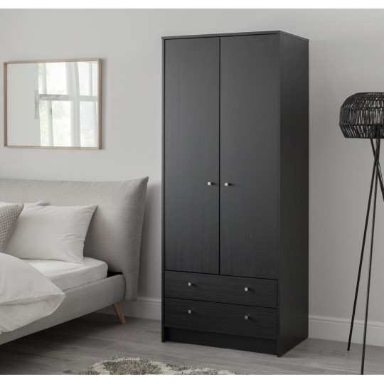 Malibu 2 Door 2 Drawer Wardrobe -Black Oak Effect