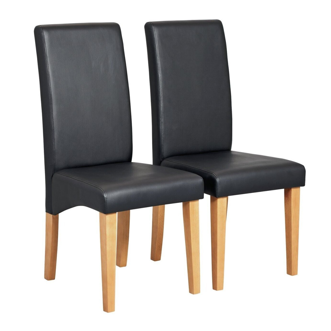 Pair of Skirted Dining Chairs - Black