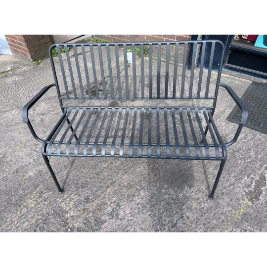Habitat Indu 2 Seater Metal Garden Bench - Black