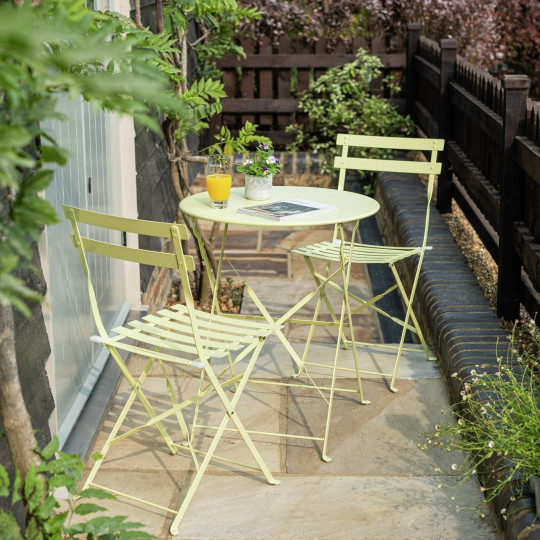 Eve 2 Seater Folding Metal Garden Bistro Set- Yellow