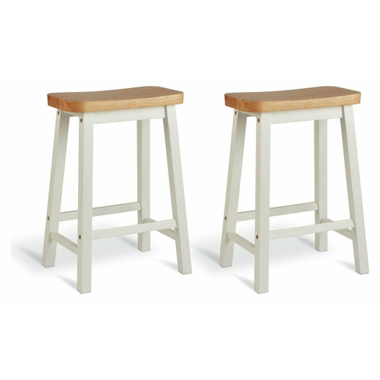 Pair of Saddle Bar Stools - Two Tone