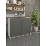 Kitchen Base Sink Unit 1000mm Storage Cabinet With Doors 100cm - Grey Matt
