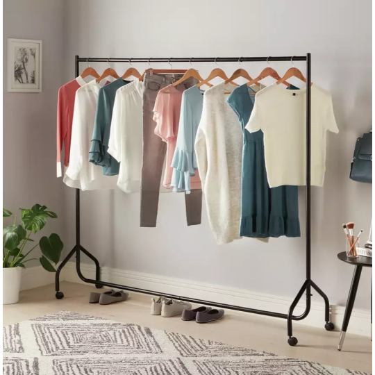 Heavy Duty 6 Feet Wide Clothes Rail Black | Garment Hanging Rail Clothes Storage
