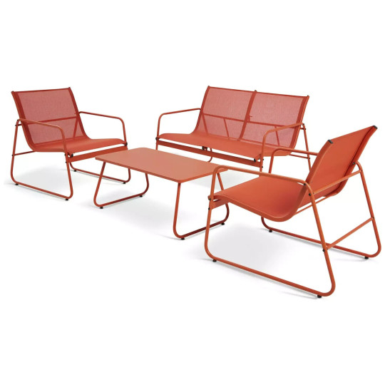 Cali 4 Seater Metal Patio Set - Orange