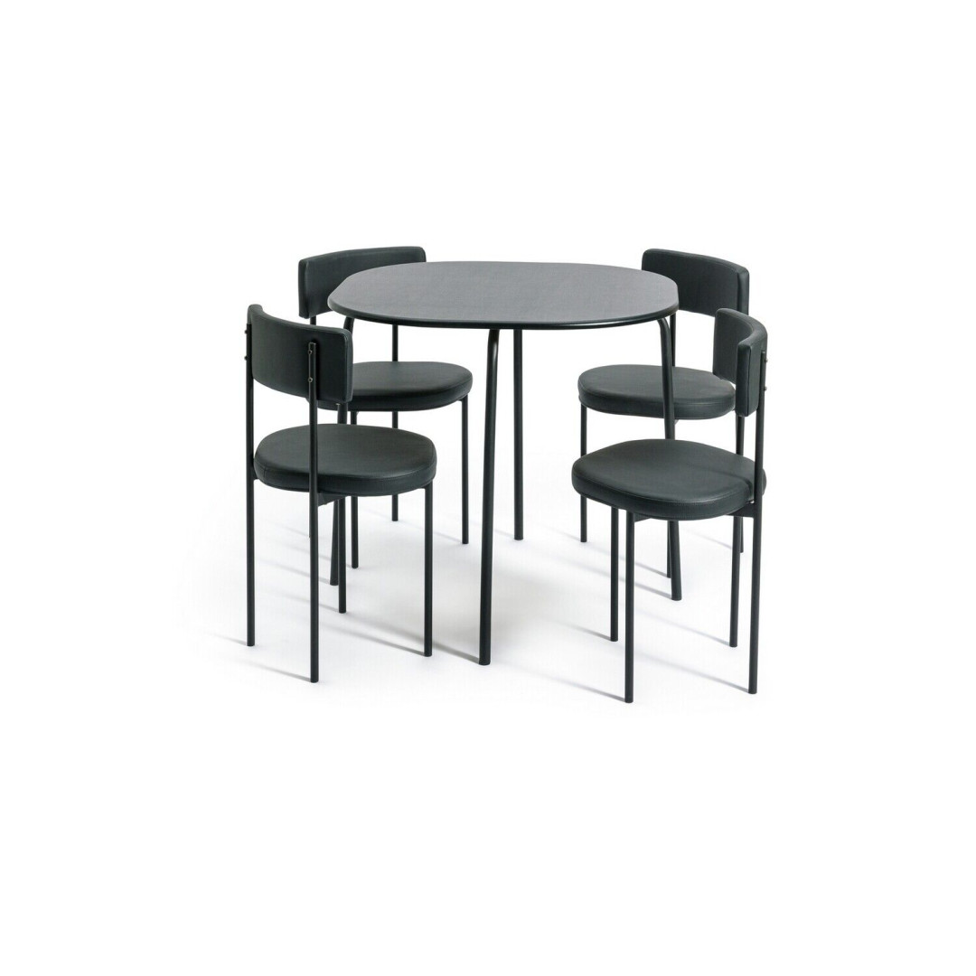 Jayla Wood Effect Dining 4 Black Chairs (ONLY 4 CHAIRS)