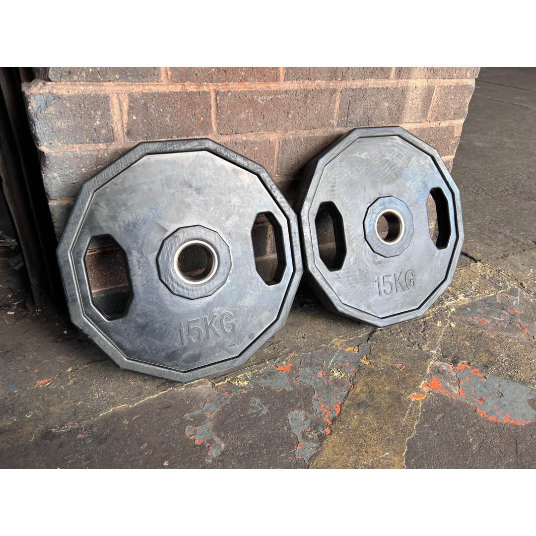 2x Pro Fitness 15kg Rubber Weight Plates