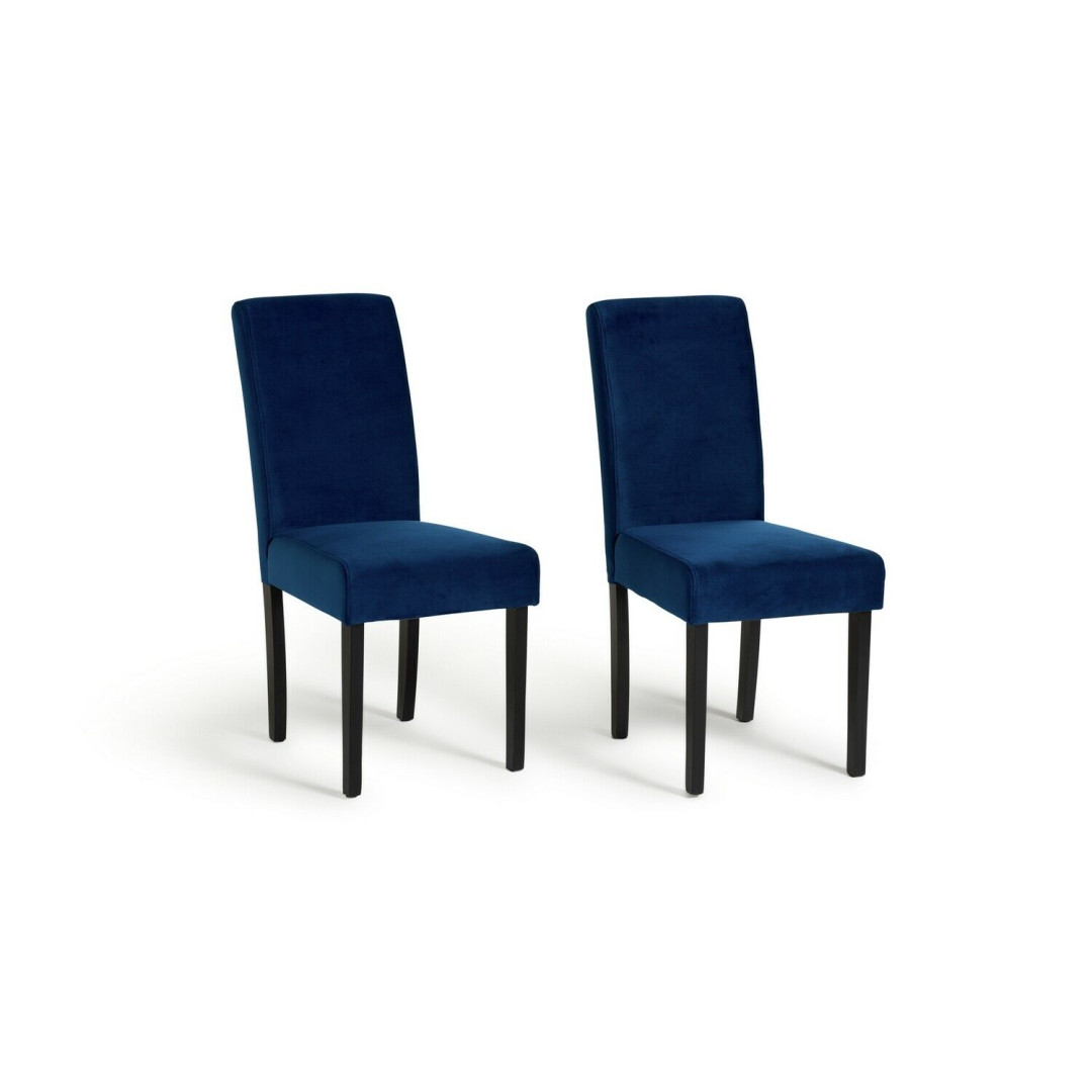 Home Pair of Midback Velvet Dining Chairs - Navy