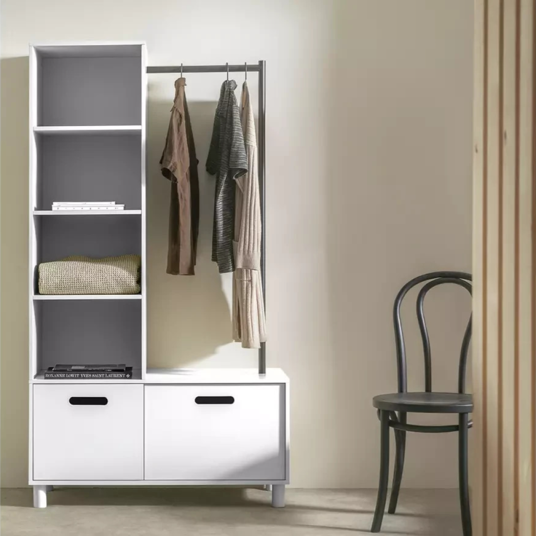 Henri 2 Drawer Clothes Rail White | Open Wardrobe Storage Rack Henri 2 Drawer Clothes Rail White | Open Wardrobe Storage Rack