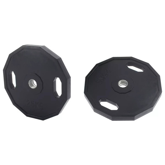 Pair of Pro Fitness Olympic Bumper Weight Plates 2x 25kg 2 Inch For Barbells