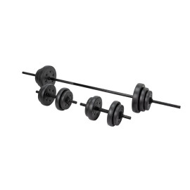 Opti Vinyl Barbell Dumbbell Weight Set 35kg | Home Gym Workout Fitness Equipment