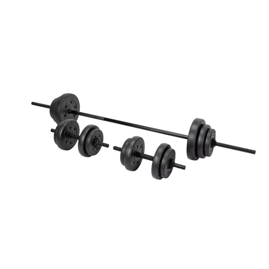 Opti Vinyl Barbell Dumbbell Weight Set 35kg | Home Gym Workout Fitness Equipment