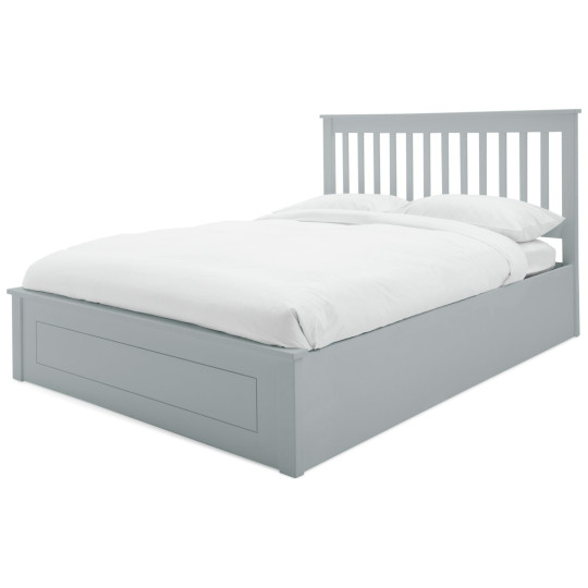 Home Aspley Small Double Wooden Ottoman Bed - Grey | Practical Lift Access