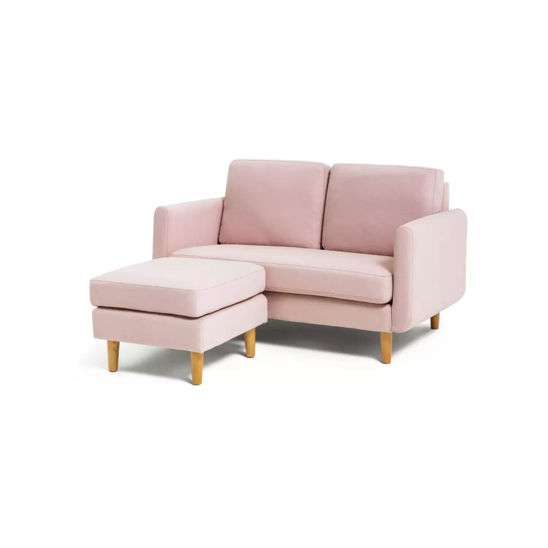 Remi Small Fabric 2 Seater Chaise Sofa in a Box-Pink