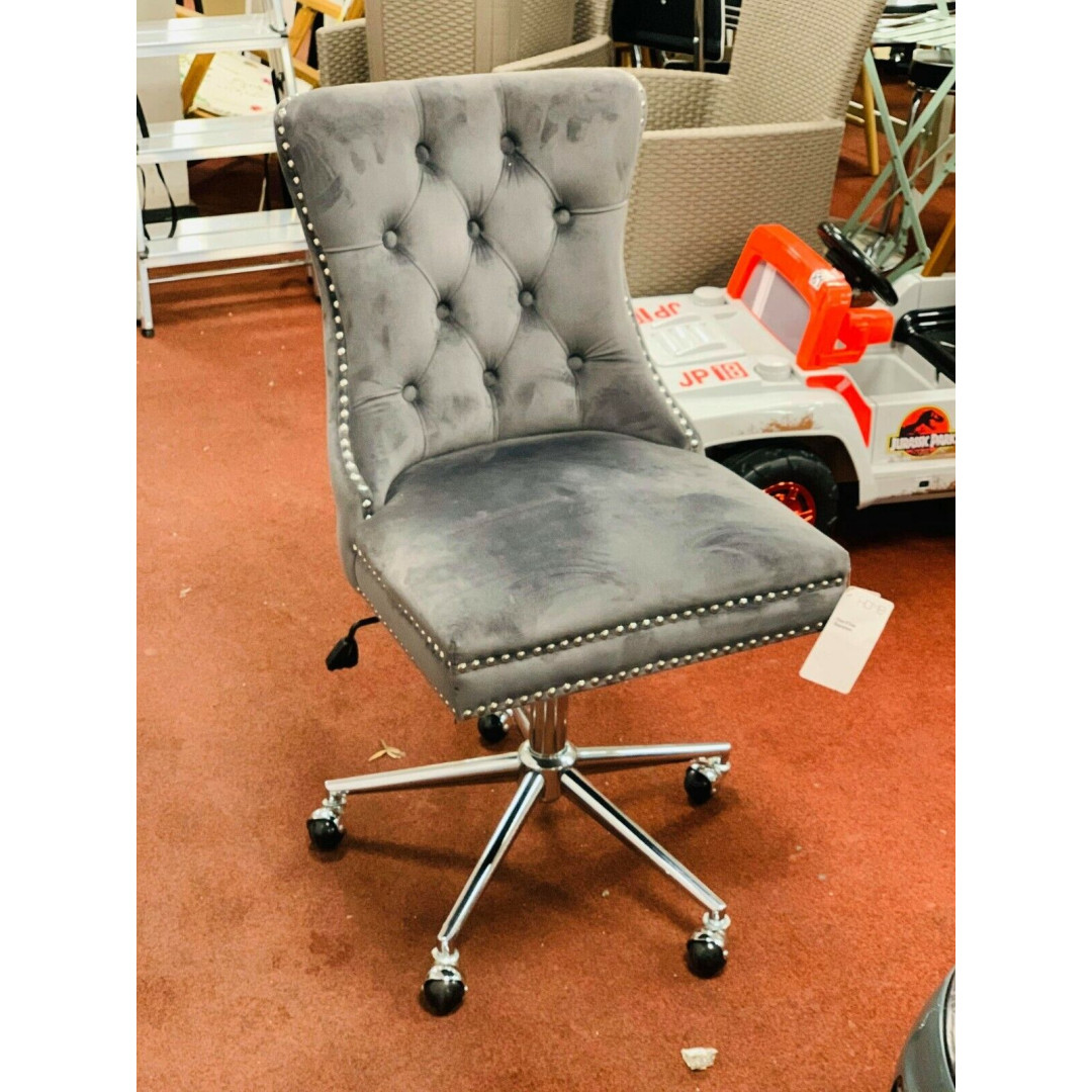Princess Velvet Handleback Office Chair - Grey