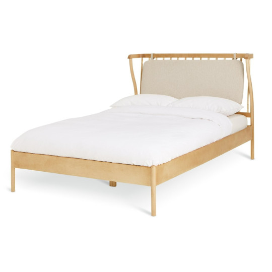 Hugh Wooden Kingsize Bed - Light Wood | Comfort Retro Look Bed