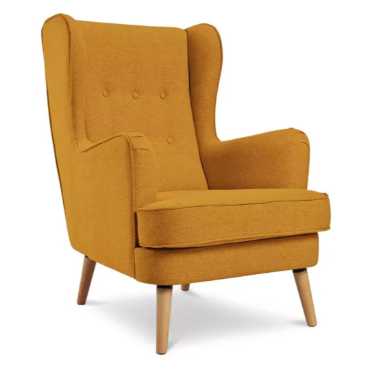 Habitat Callie Self Assembly Fabric Wingback Armchair-Yellow