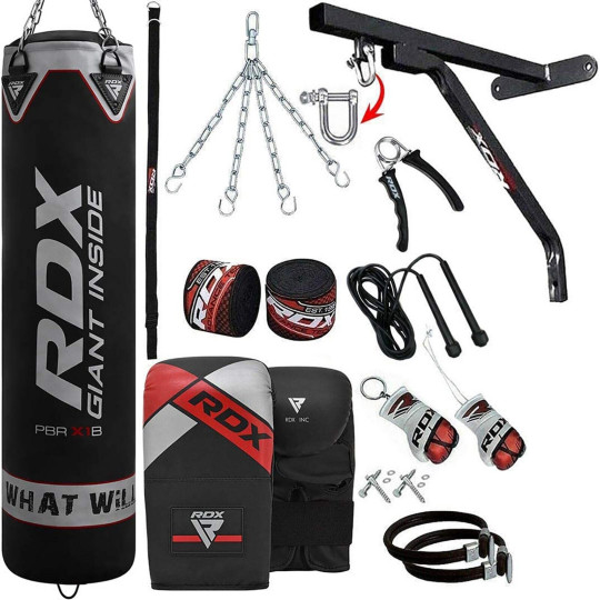 RDX X1 17 Piece 4ft Punch Bag Set | Non-Tear Maya Leather Boxing MMA Training